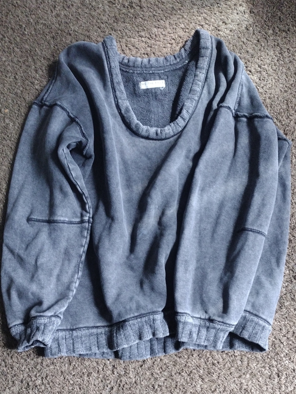 We The Free Washed Charcoal Scoop Neck Pullover Oversized
